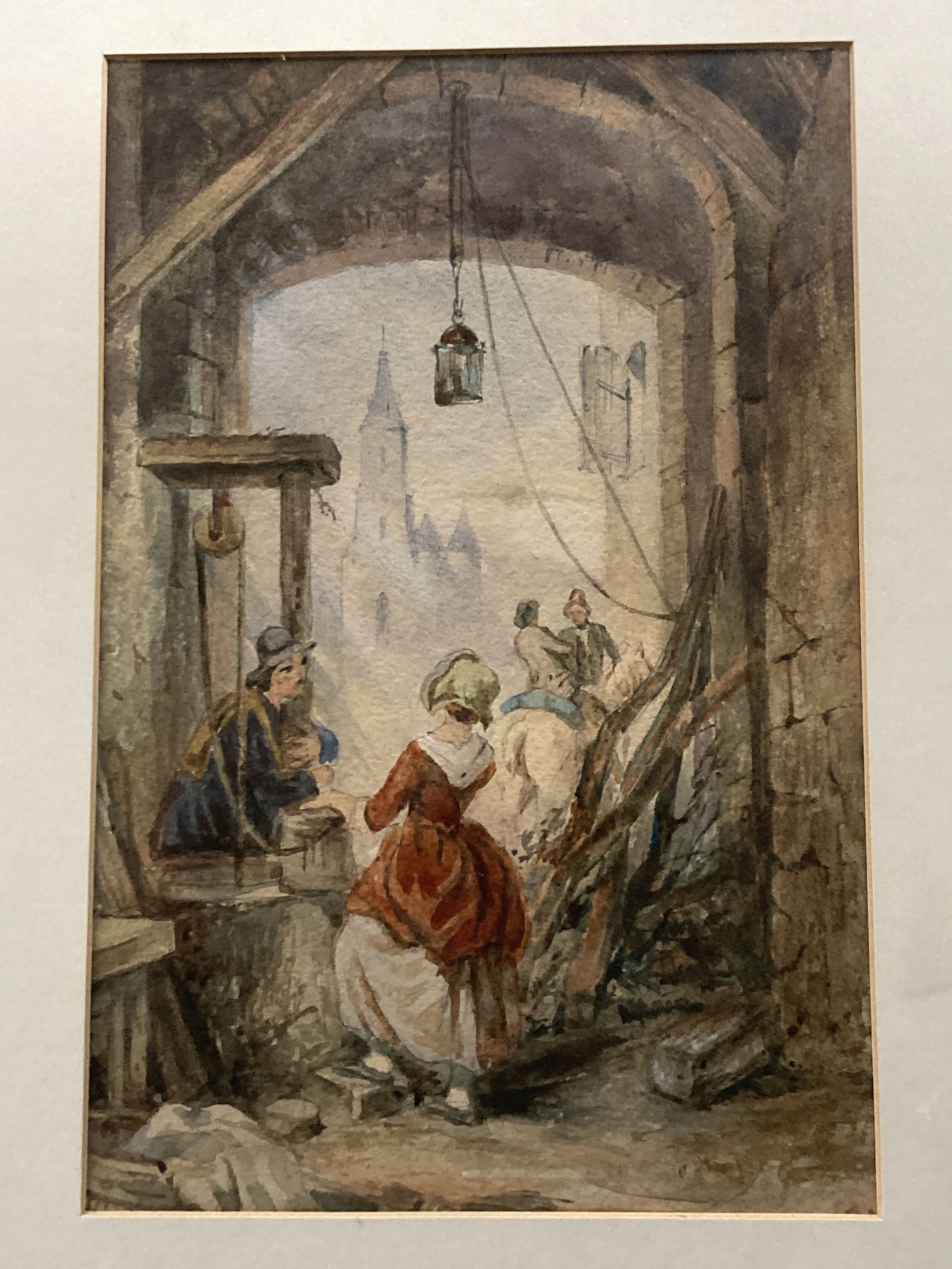 Attrib. to Samuel Gillespie Prout (1822-1911), French church interior, watercolour and a pair of watercolours attributed to Henry Woods